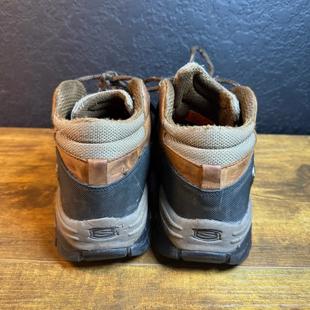 Skechers Work Steel Toe 76068EW‎ Brown Leather Safety Boots Mens 10.5 Wide